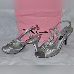 Nina Silver Embellished Heels